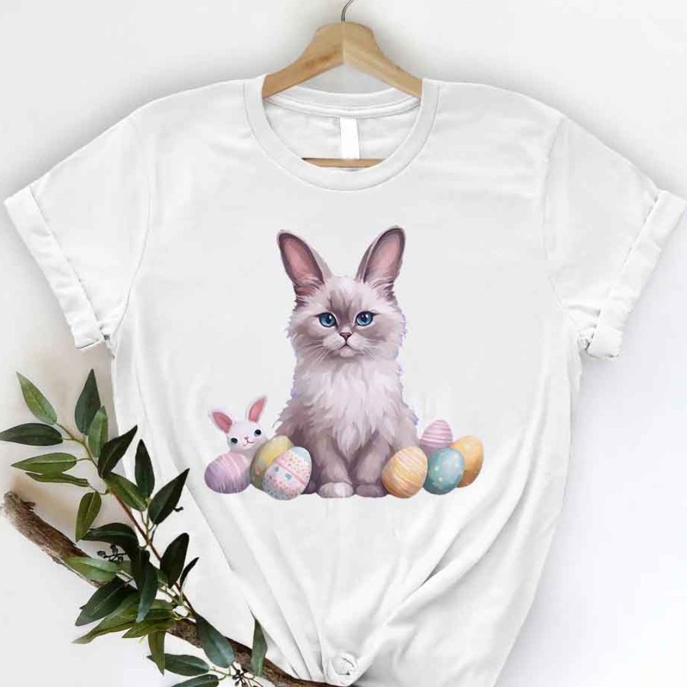 Easter Bunny Cat T-Shirt, Funny TShirt, Cats Lover Easter Day Tee Shirt